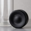 Personalized Ever Vessel Glass Multi double walled glass tea infuser bottle with the black lid removed showing the laser engraved name.