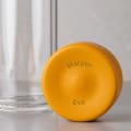 Personalized Ever Vessel Glass Multi double walled glass tea infuser bottle with the yellow lid removed showing the laser engraved name.