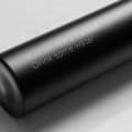 Personalized Ever Vessel Mini Black small water bottle with laser engraved text on the side.