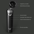 Ever Vessel Super Maxi vacuum insulated stainless steel water bottle with key features text - black