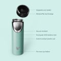 Ever Vessel Maxi vacuum insulated stainless steel water bottle with key features text - mint green