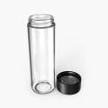 Ever Vessel Glass water bottle Black with lid removed