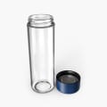 Ever Vessel Glass water bottle Blue with lid removed