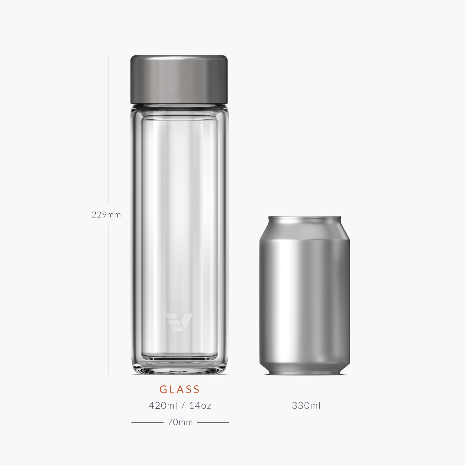 Ever Vessel Glass Multi Stainless  Size Comparison