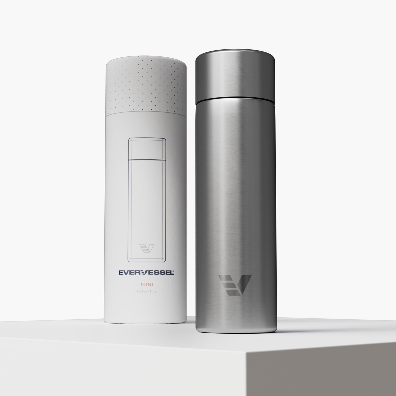 Ever Vessel Mini Stainless with packaging