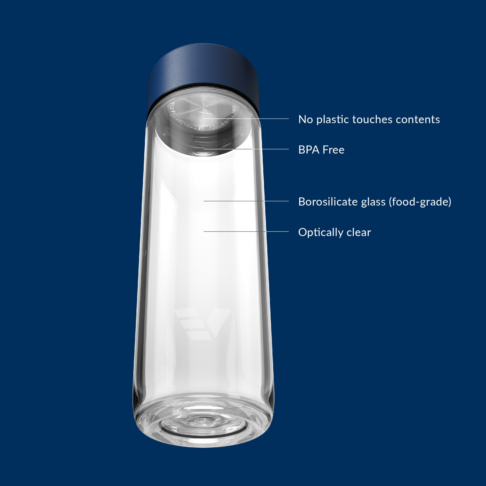 Ever Vessel Glass water bottle key features Blue