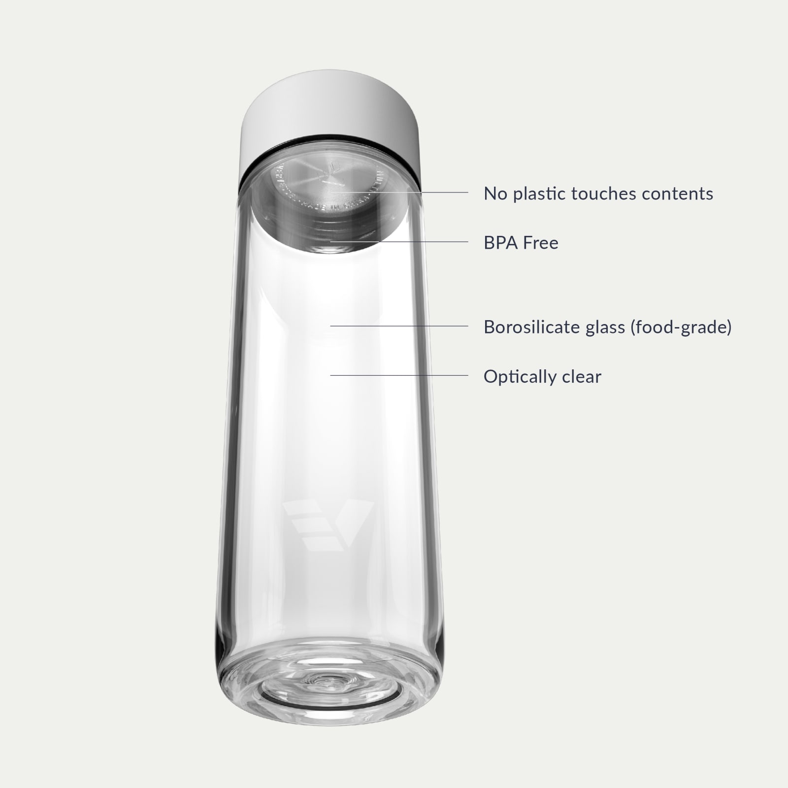 Ever Vessel Glass water bottle key features White Sand