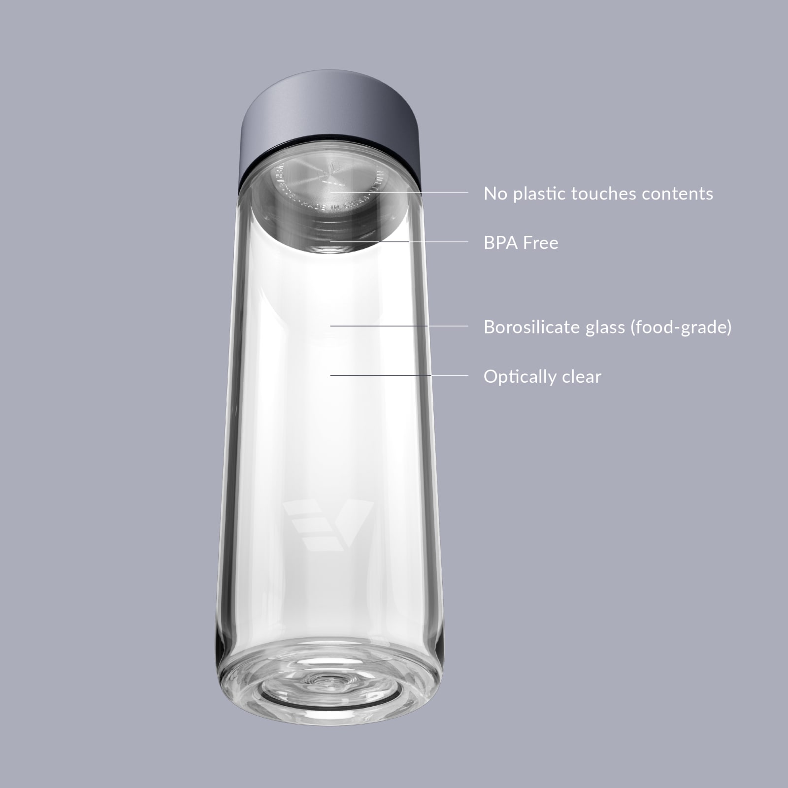 Ever Vessel Glass water bottle key features Lilac