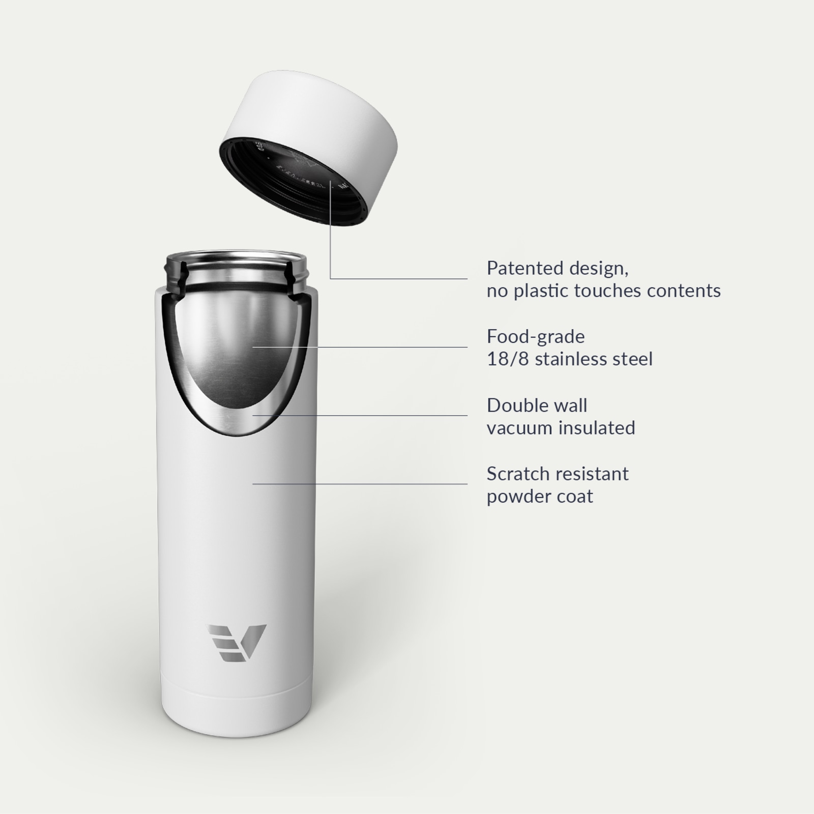 Ever Vessel Multi stainless steel water bottle and tea flask key features White Sand
