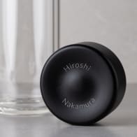 Personalized Ever Vessel Glass Multi double walled glass tea infuser bottle with the black lid removed showing the laser engraved name.