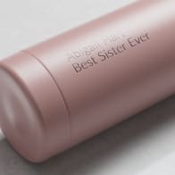Personalized Ever Vessel Multi Rose Pink tea infuser water bottle with laser engraved name Abigail Hart on the side.