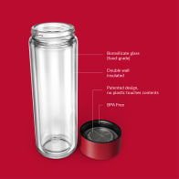 Ever Vessel Glass Multi glass water bottle and tea flask key features Red