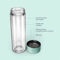 Ever Vessel Glass Multi glass water bottle and tea flask key features Mint