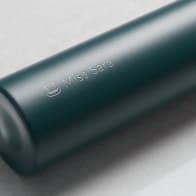 Personalized Ever Vessel Mini Teal green small water bottle with laser engraved name Miss Sara and emoji on the side.