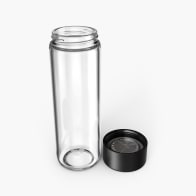 Ever Vessel Glass water bottle Black with lid removed