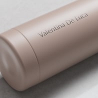 Personalized Ever Vessel Multi Desert Beige tea infuser water bottle with laser engraved text Valentina De Luca