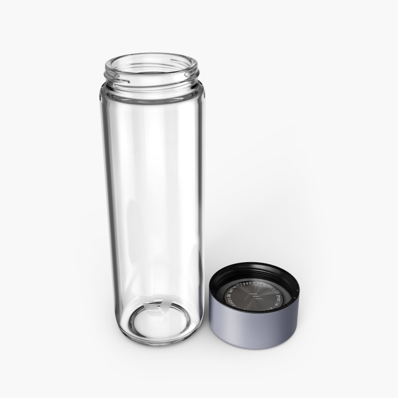 Ever Vessel Glass water bottle Lilac with lid removed