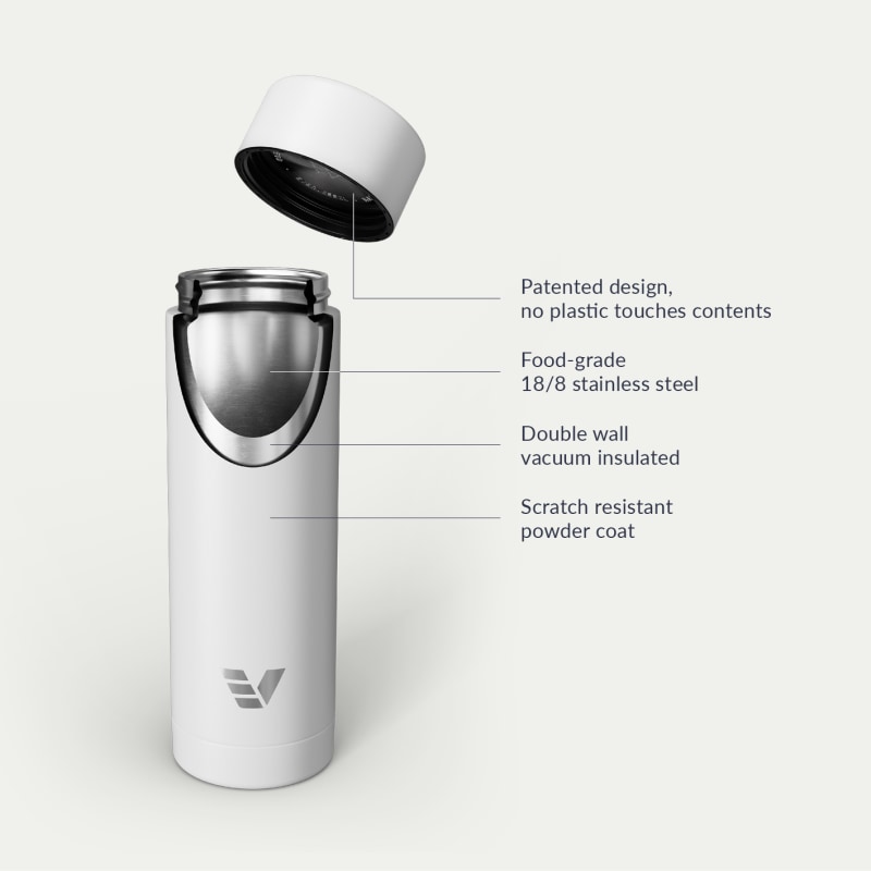 Ever Vessel Multi stainless steel water bottle and tea flask key features White Sand