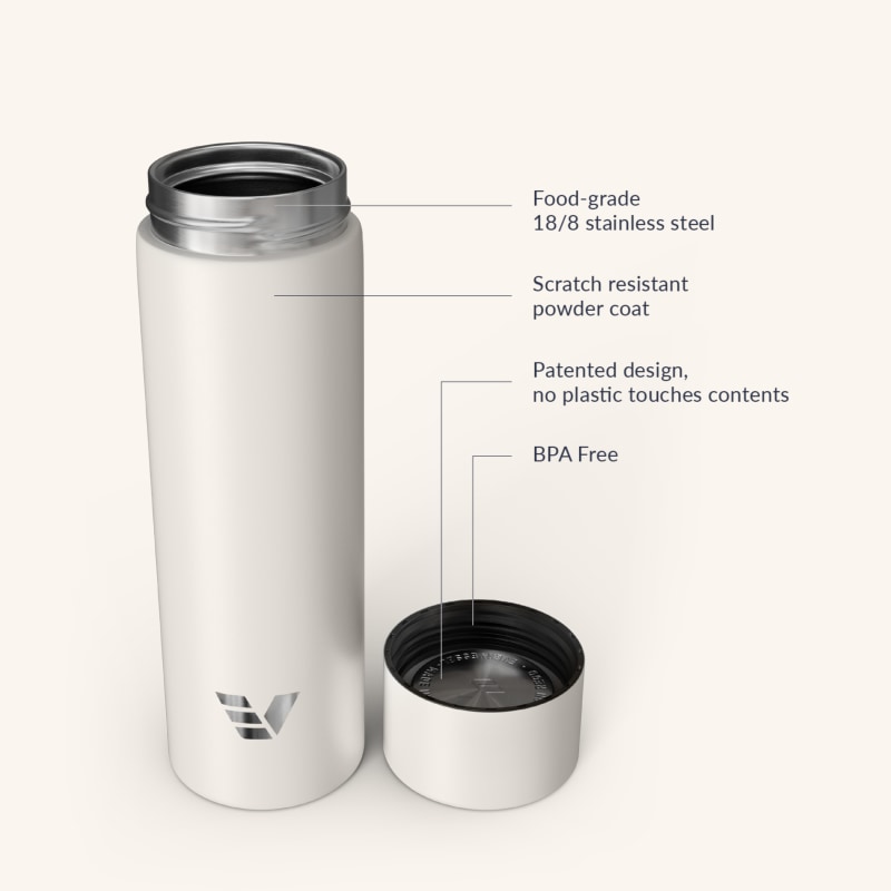 Ever Vessel Mini stainless steel water bottle key features Luna White