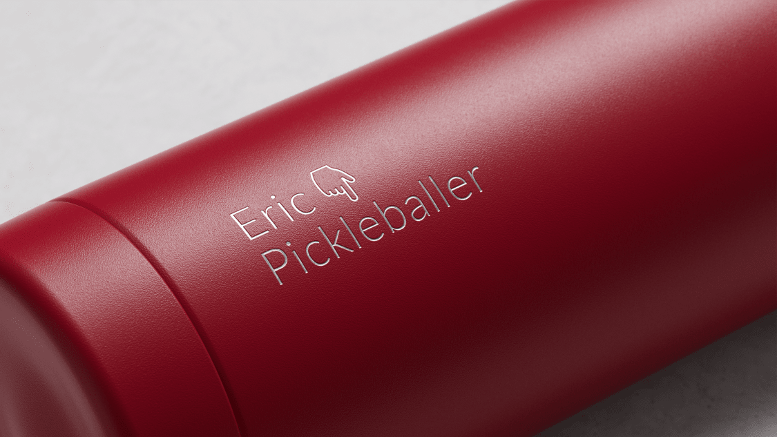 blog maxi insulated water bottle in red with engraving eric pickleballer