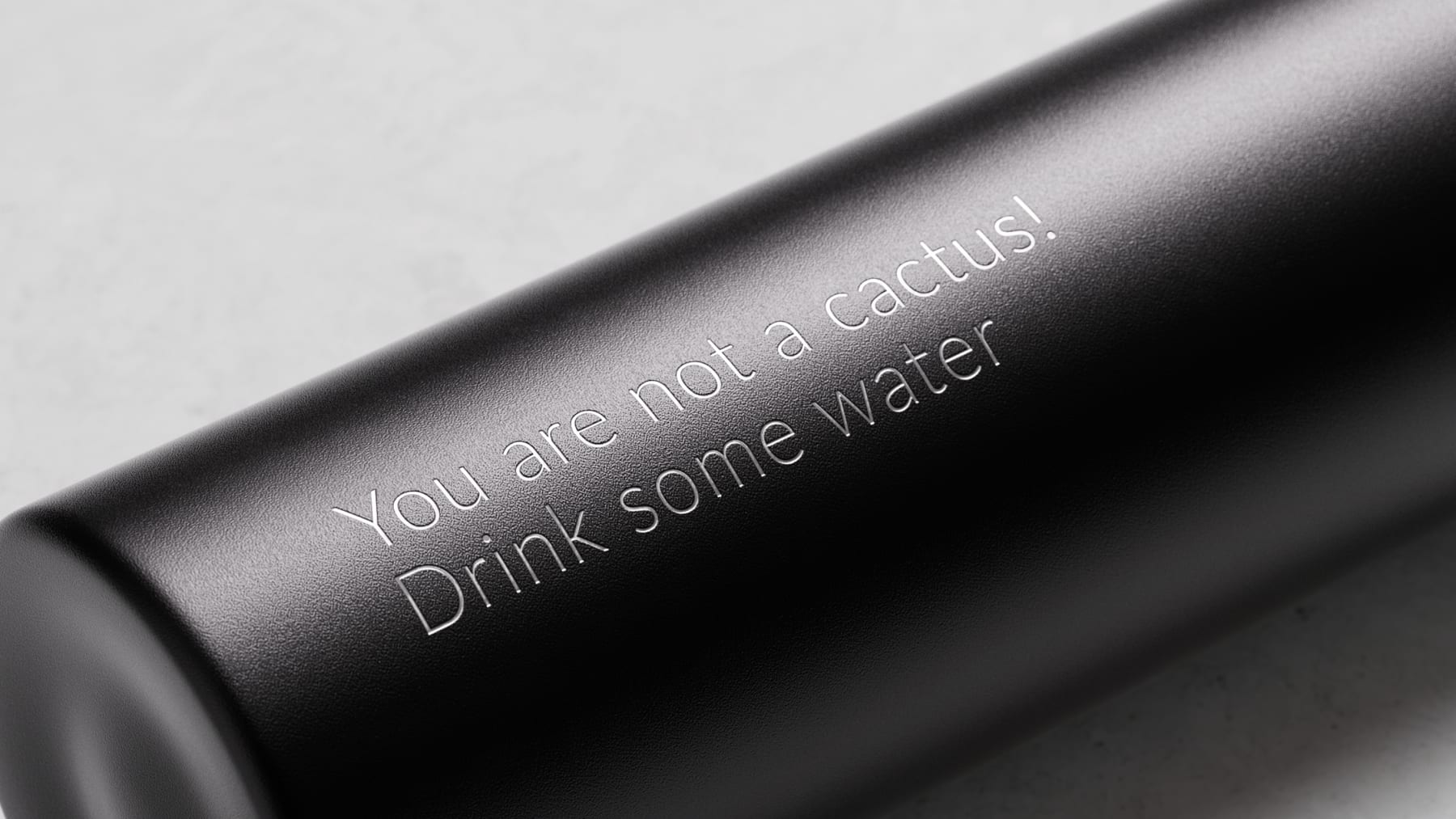 blog ever vessel mini small water bottle in blacksand with engraving you are not a cactus 16x9