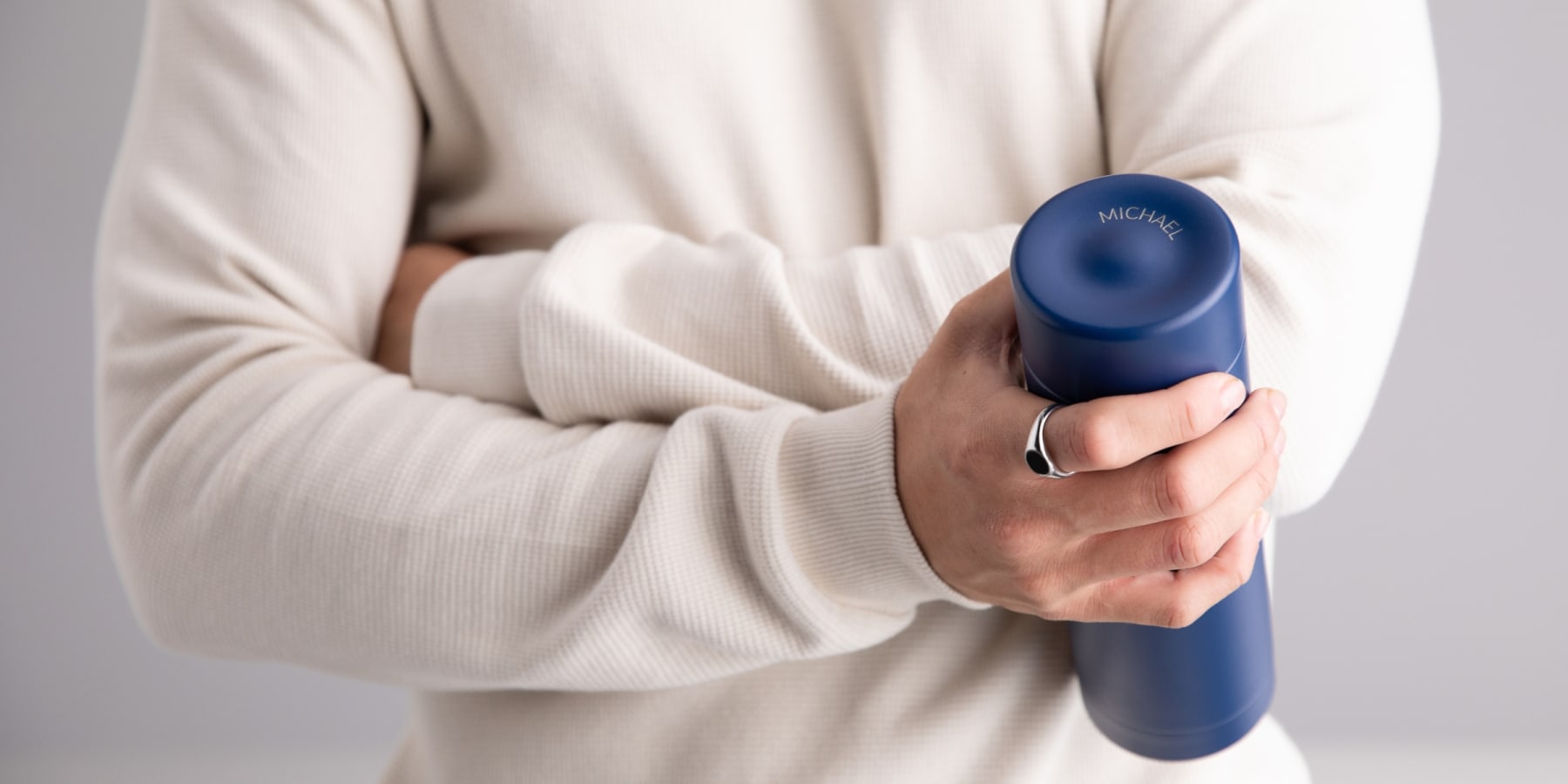 blog ever vessel multi insulated water bottle in blue with name engraving