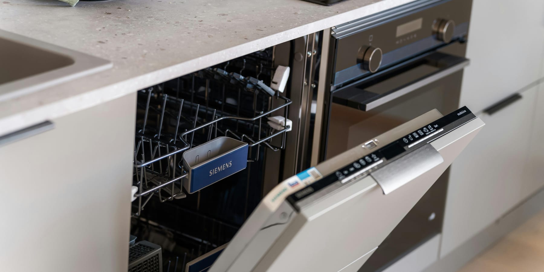Dishwasher with the door partially open