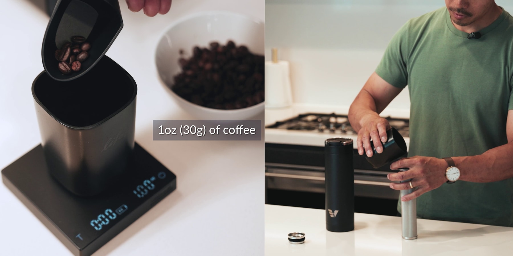 Weighing coffee beans for Cold Brew Coffee filter