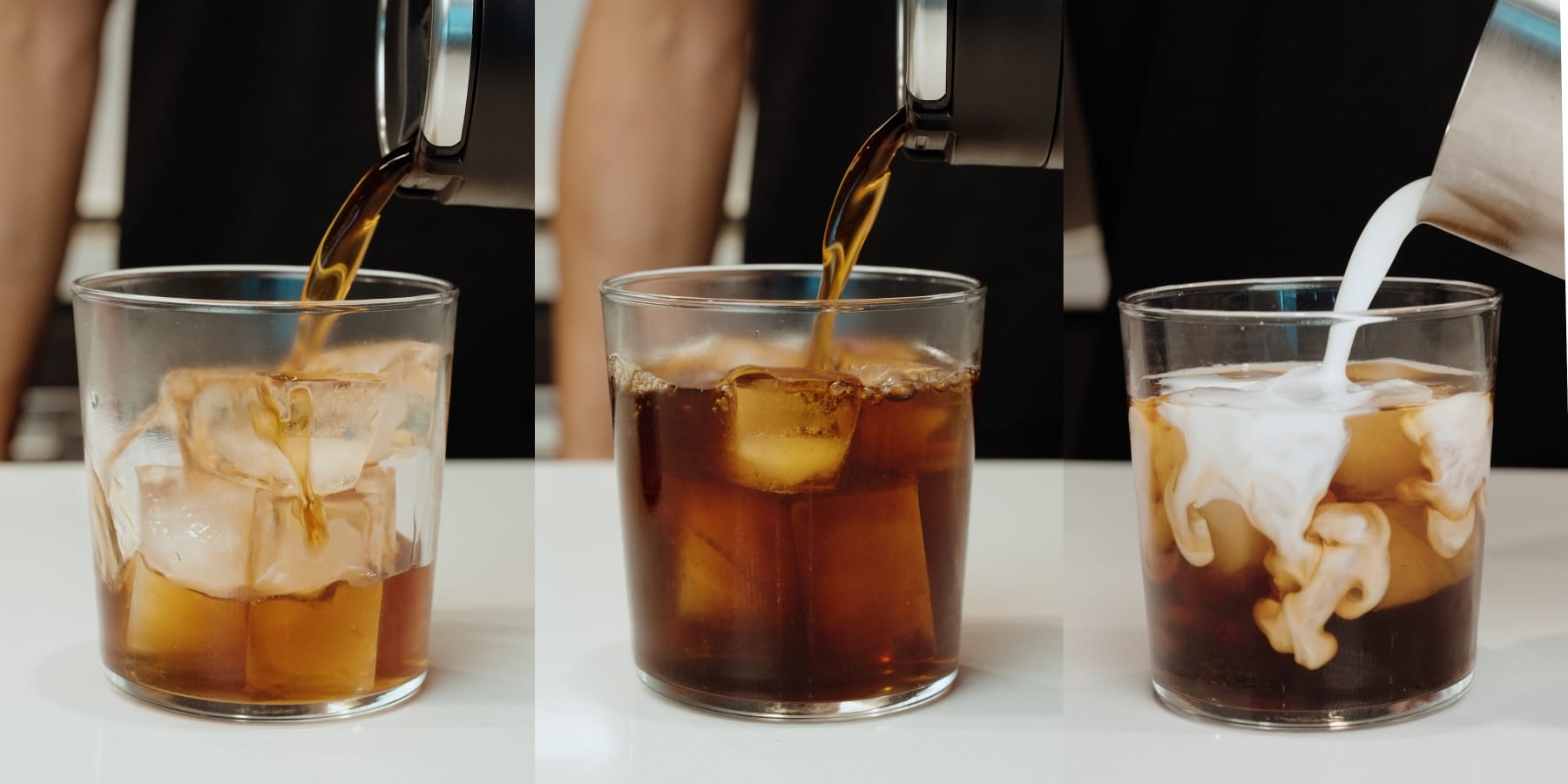 Cold Brew Coffee being poured from an Ever Vessel  Maxi water bottle into a glass